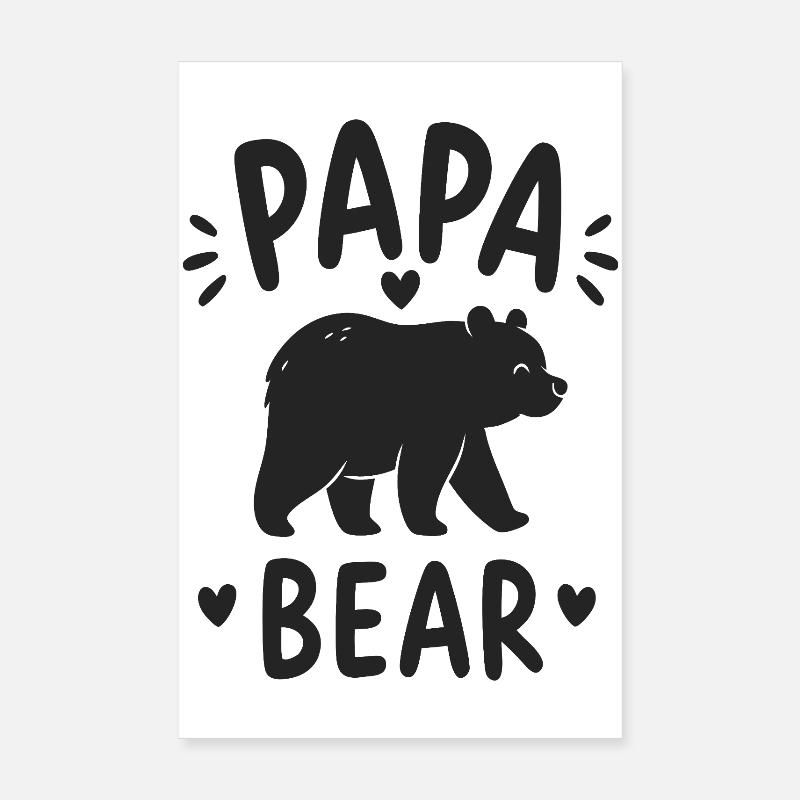 Papa Bear Silhouette Herzdesign Poster 20x30 cm