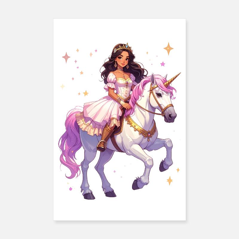 Prinzession auf einem Einhorn Poster 20x30 cm
