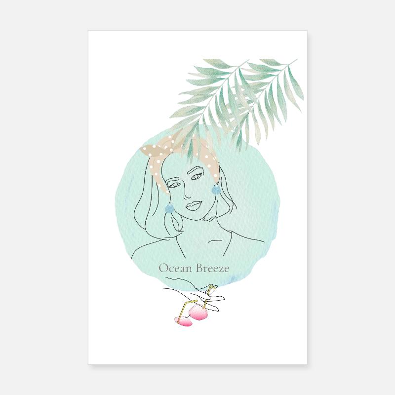 Design de plage Ocean Breeze, élégante ligne côtière Poster 20 x 30 cm