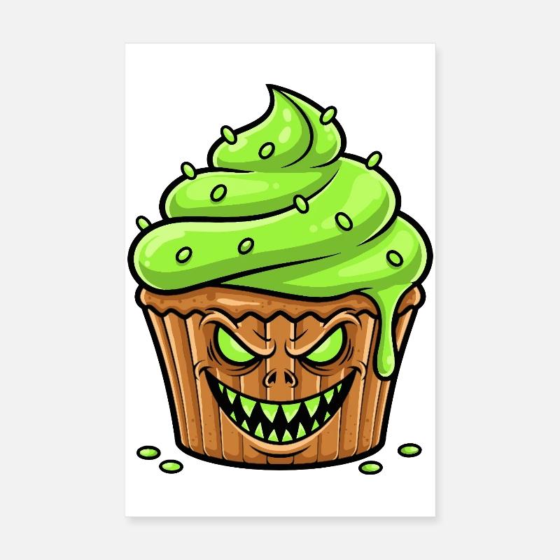 Grusel Cupcake Grün Poster 20x30 cm