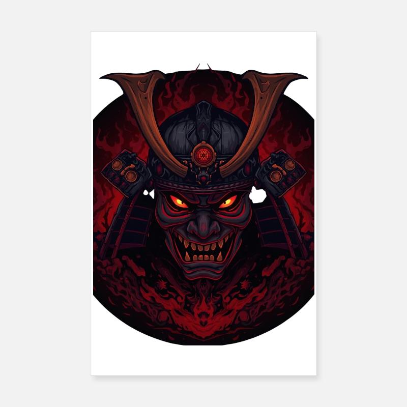 Dämonen-Samourai - Poster 20x30 cm - Weiß