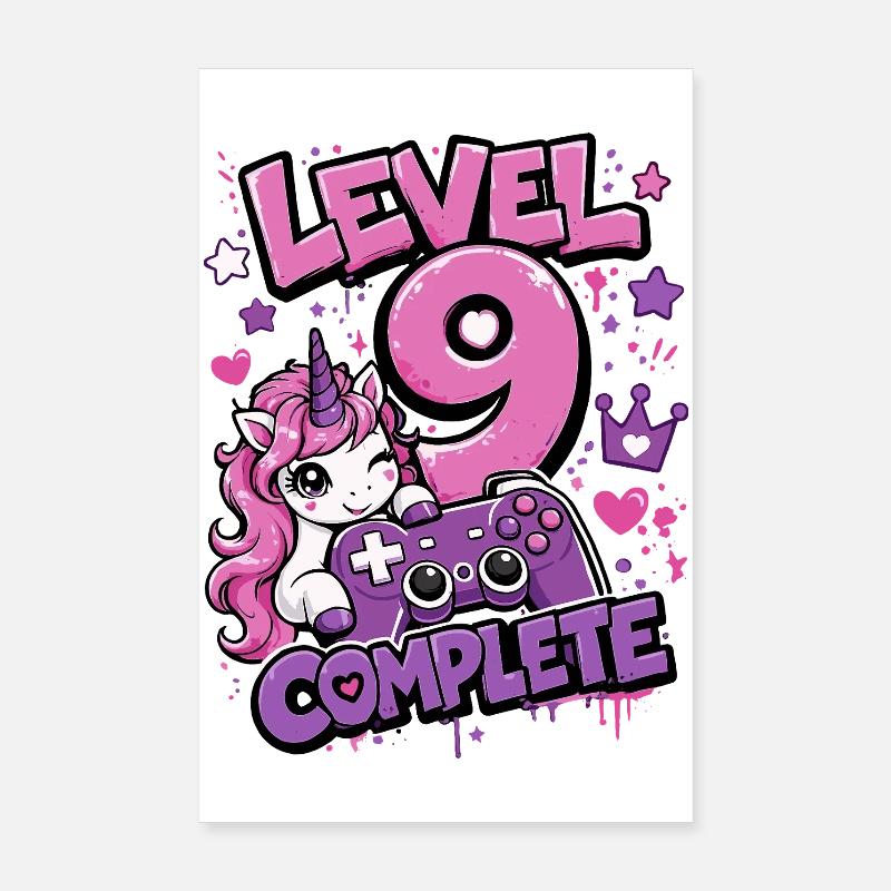 Level 9 Complete Einhorn Controller Mädchen  Poster 20x30 cm