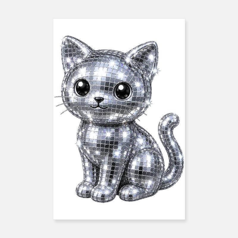 Katze Disco Glitzer Poster 20x30 cm