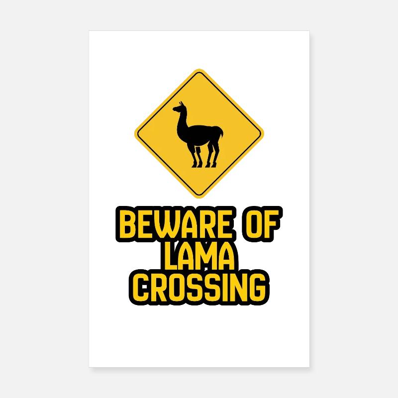 Panneau d’avertissement de Lama Crossing Poster 20 x 30 cm