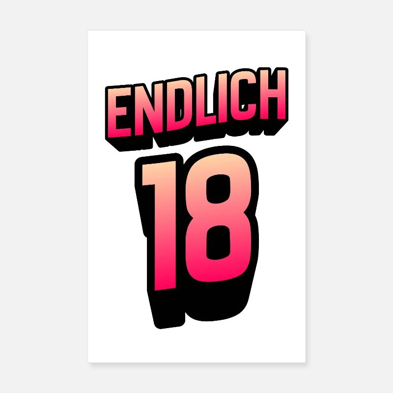 Finally 18 Gradient Neon Poster 8" x 12" (20x30 cm)