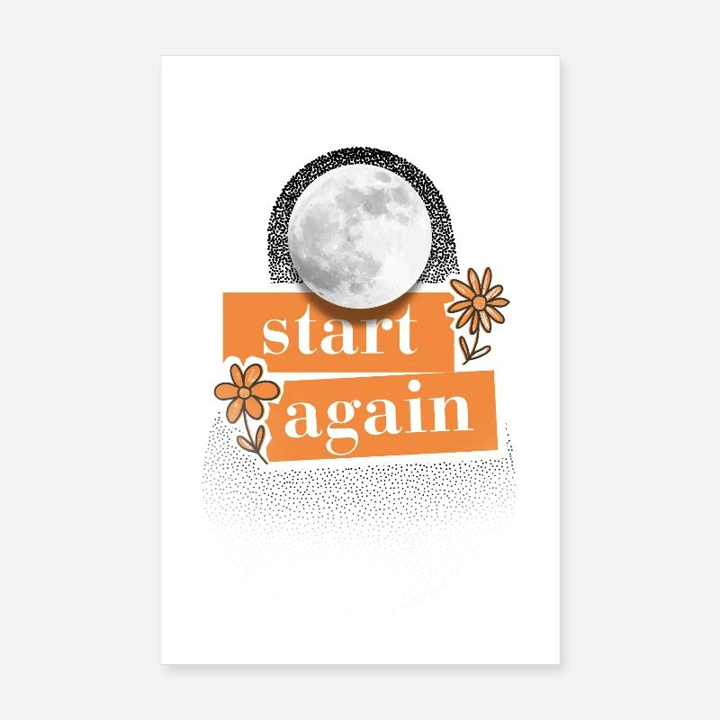 Start again - Poster 20x30 cm - Weiß