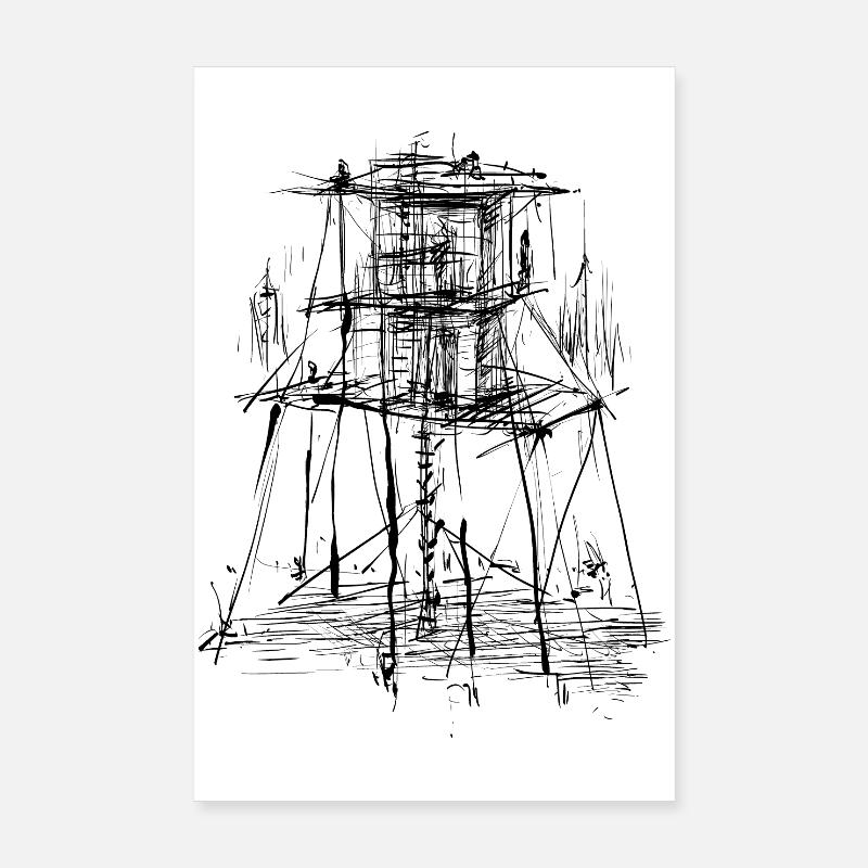 Architektur Turm - Poster 20x30 cm - Weiß