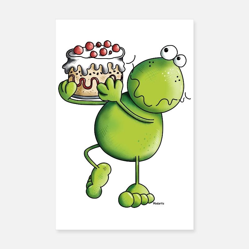 Frog with Cake Poster 8" x 12" (20x30 cm)