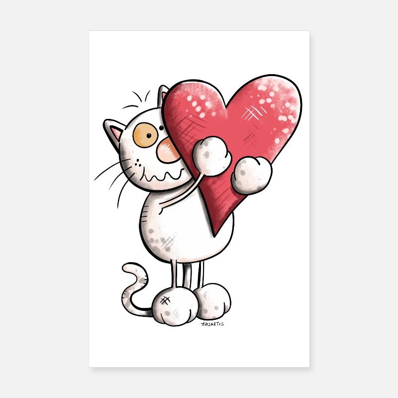 Katze mit Herz Poster 20x30 cm