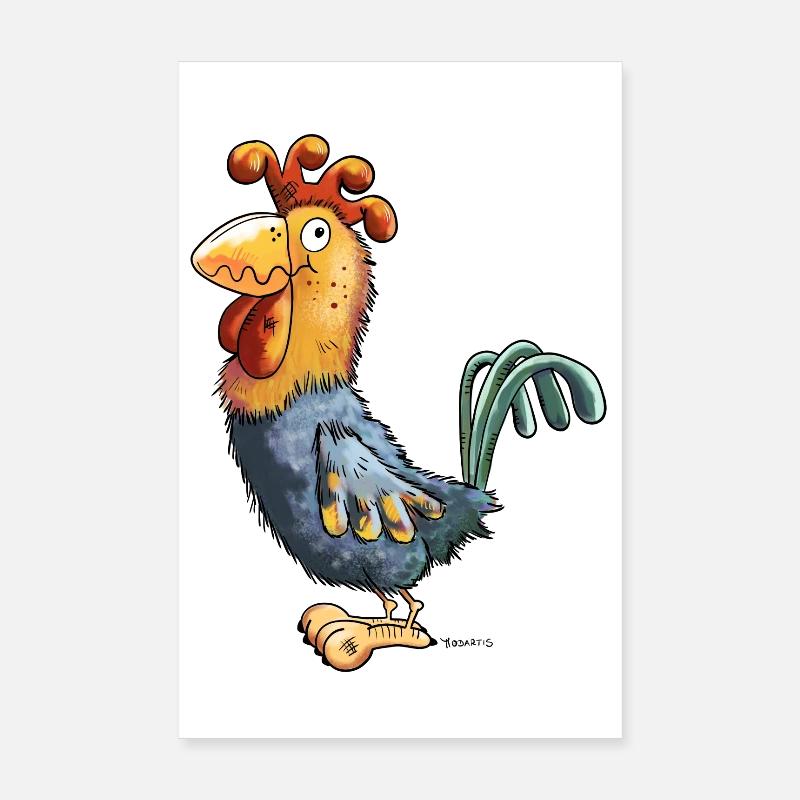 Funny Rooster Poster 8" x 12" (20x30 cm)