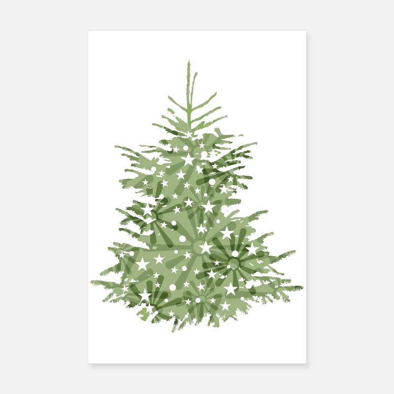 grüner Christbaum, Tannenbaum oder Weihnachtsbaum - Poster 20x30 cm - Weiß