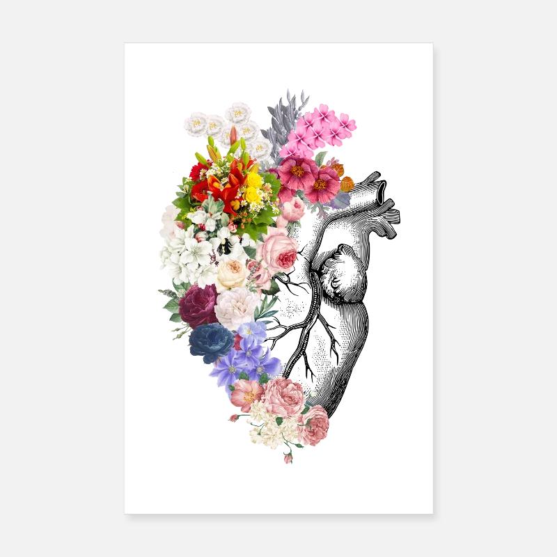Florales anatomisches Herz Poster 20x30 cm