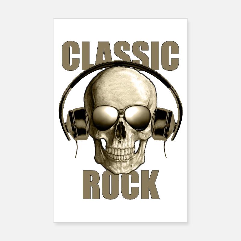 Un design classique de Rock Skull avec casque Poster 20 x 30 cm