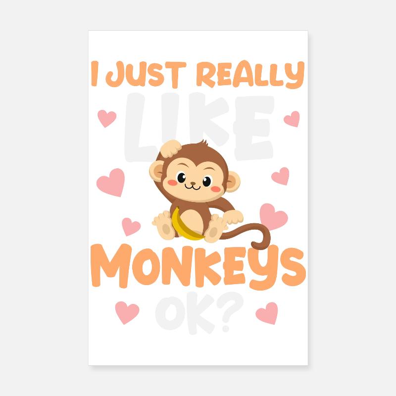 Affe Affen - Poster 20x30 cm - Weiß