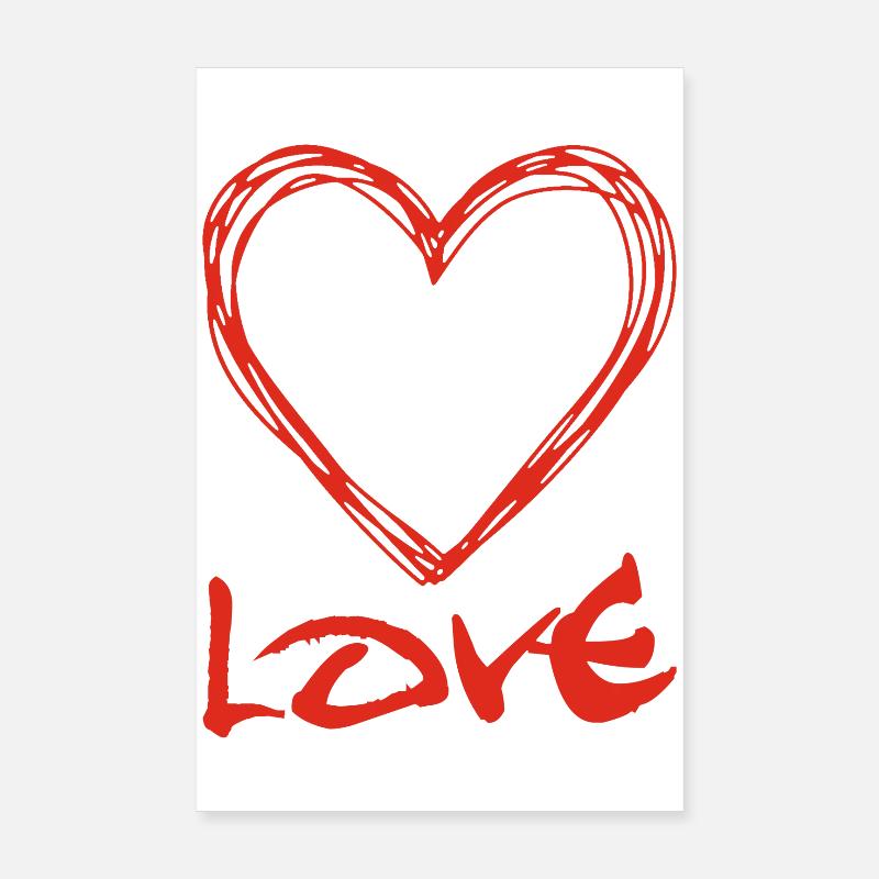 Coeur graffiti rouge - Poster 20 x 30 cm - blanc