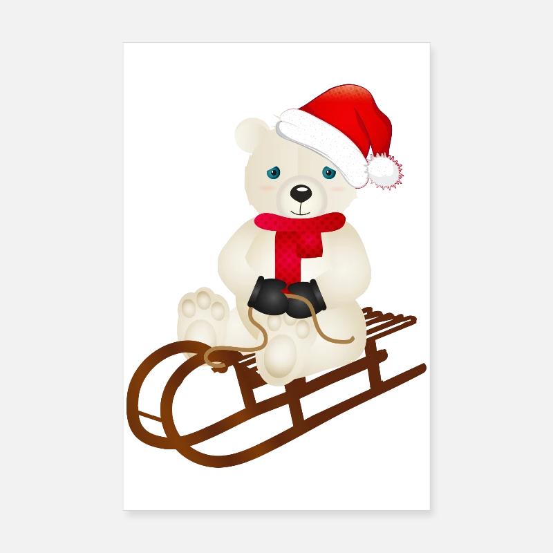 enchanting polar bear while sledging Poster 8" x 12" (20x30 cm)