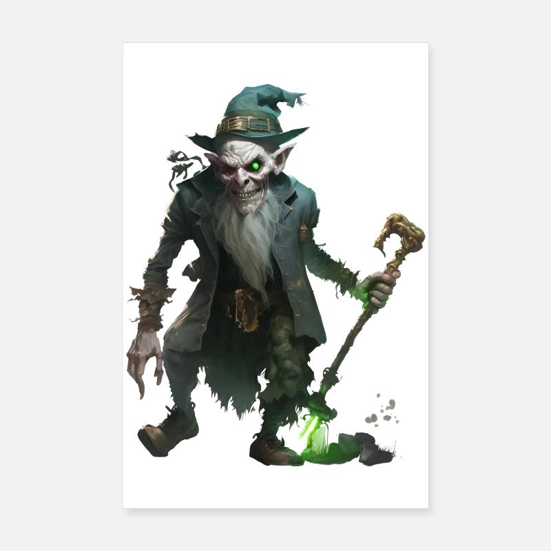 Zombie Zauberer Kobold mit Stab Poster 20x30 cm