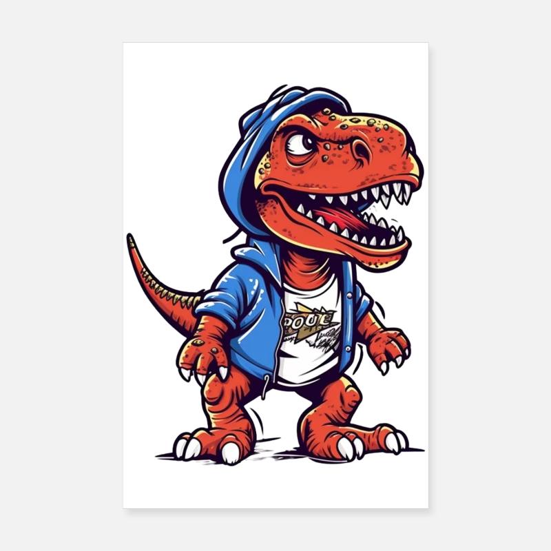 Dino en sweat à capuche avec look cool Poster 20 x 30 cm