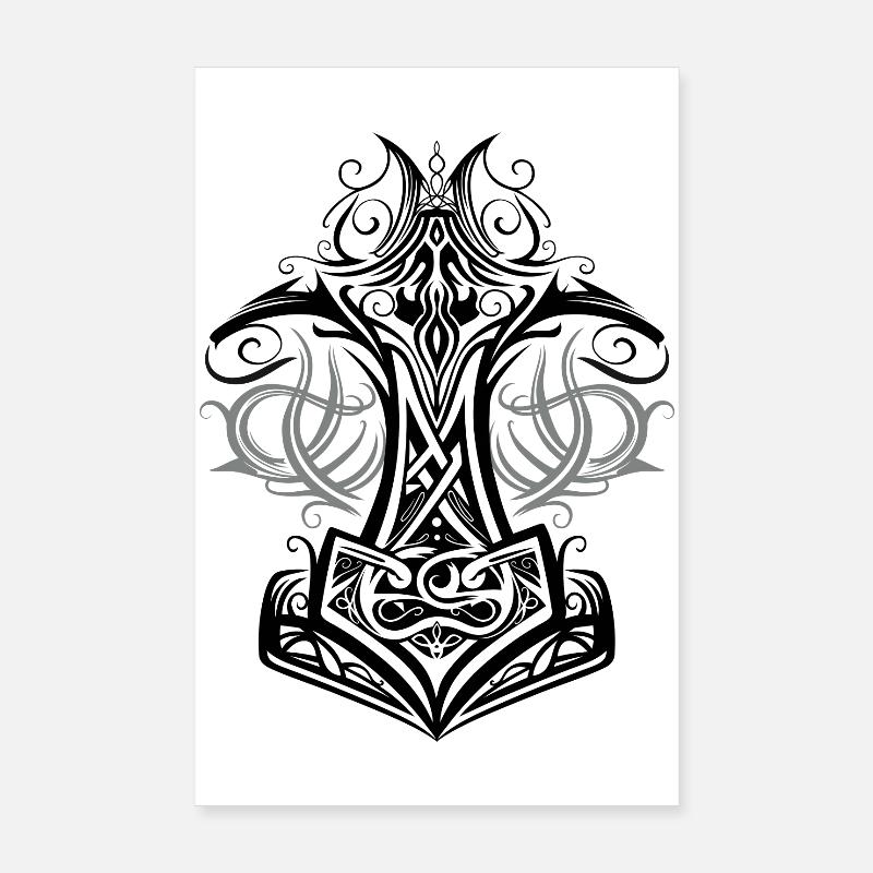 Marteau de Thor Mjolnir Viking symbole Poster 20 x 30 cm