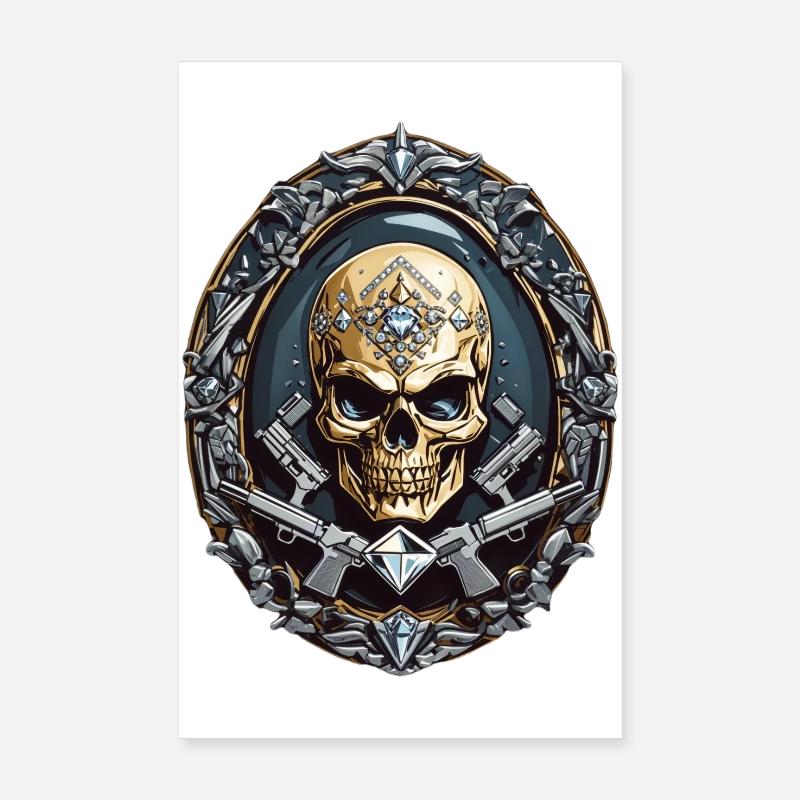Crâne avec diamants Poster 20 x 30 cm