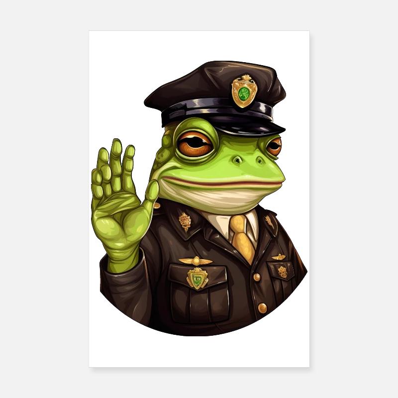 Grenouille Policier Poster 20 x 30 cm