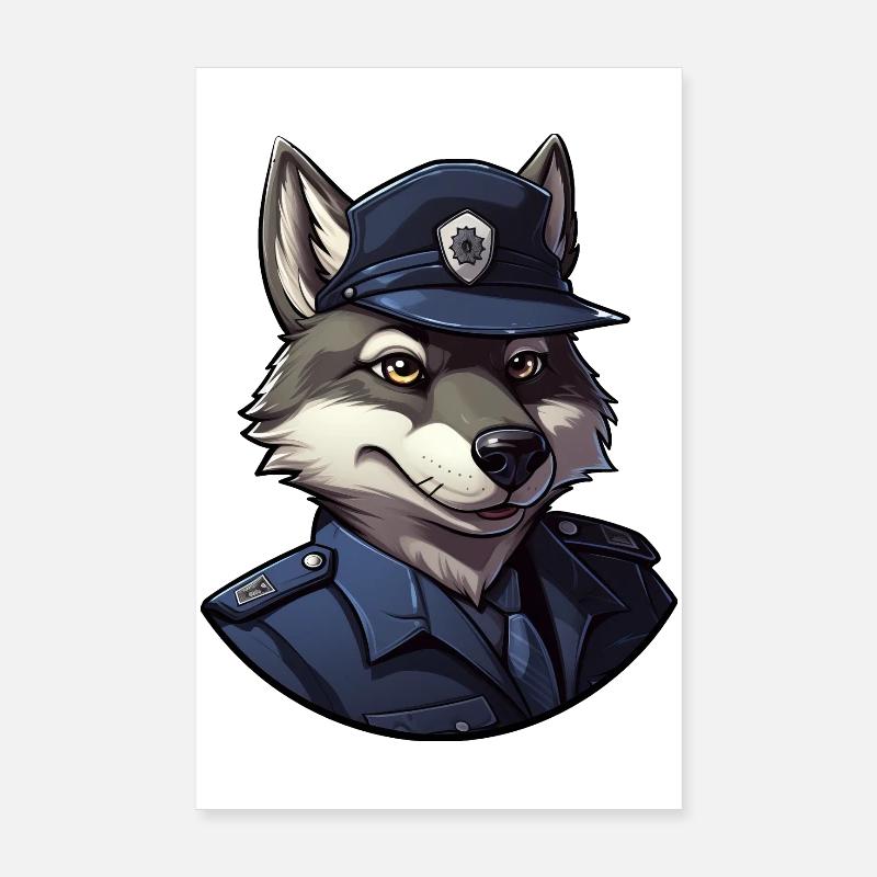 Wolves Policeman Poster 8" x 12" (20x30 cm)