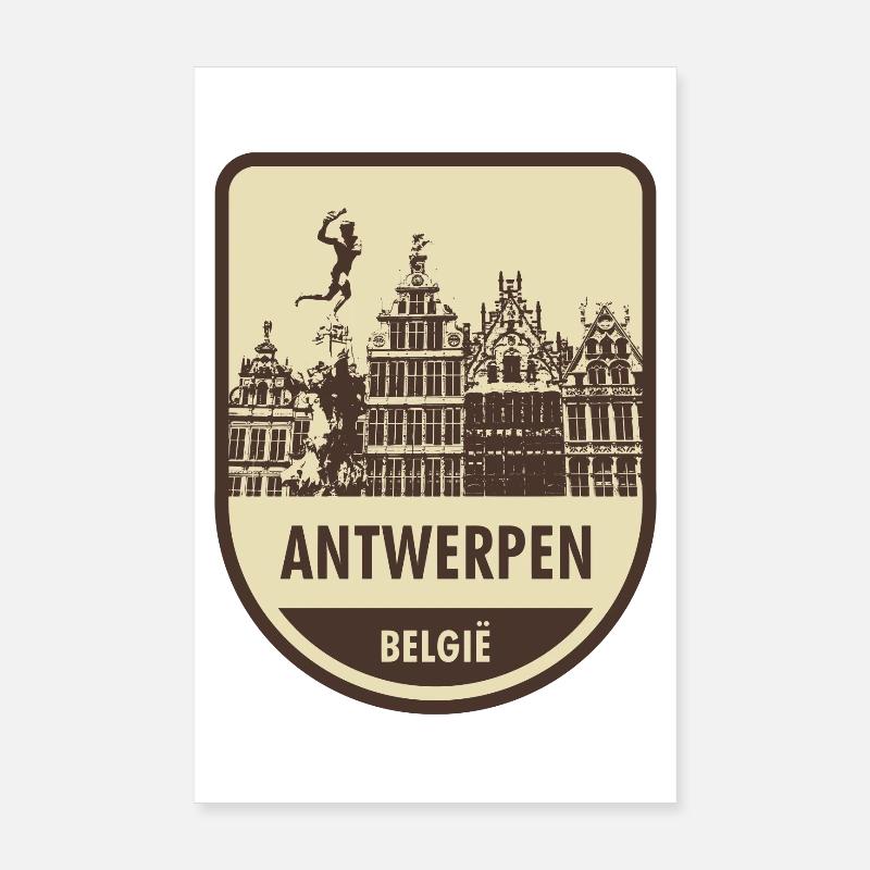 Panneau du paysage urbain d’Anvers Poster 20 x 30 cm