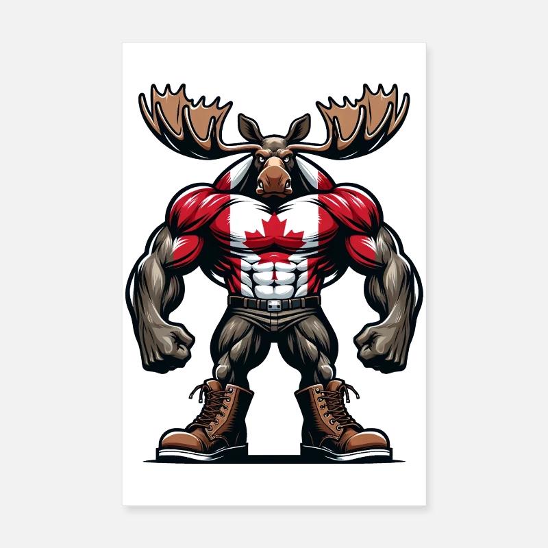 Wapiti du Canada avec drapeau national Poster 20 x 30 cm