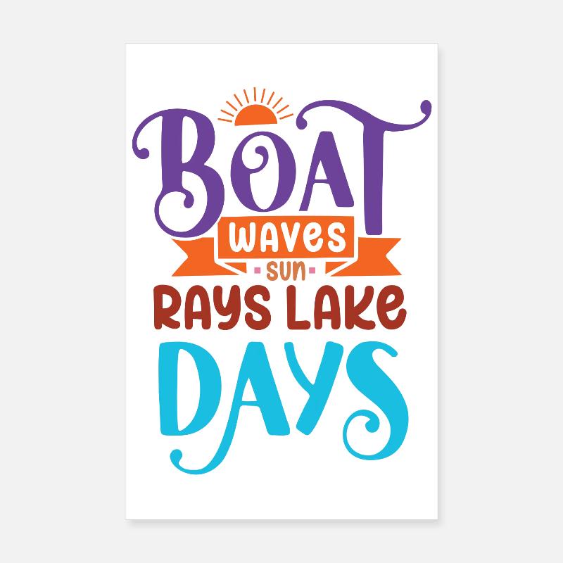 Bateau Vagues Soleil Rayons Lac Jours Poster 20 x 30 cm