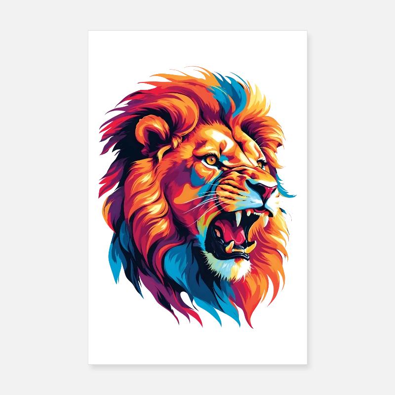 Lion multicolore Poster 20 x 30 cm
