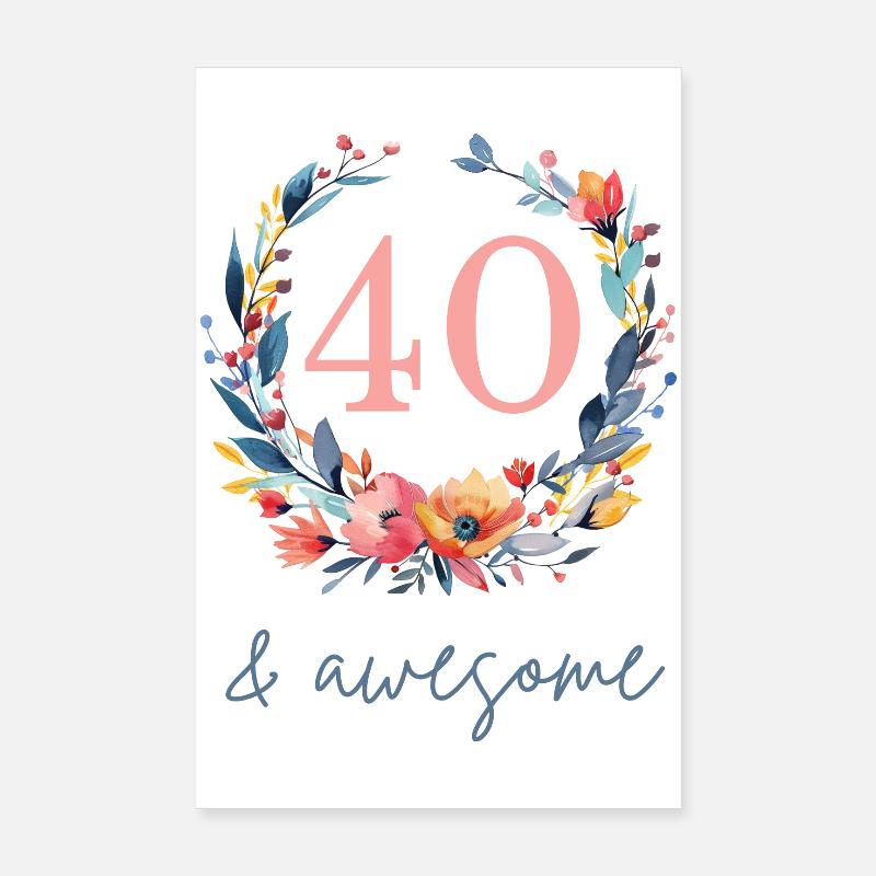 40 & awesome! personalisierbar Poster 20x30 cm