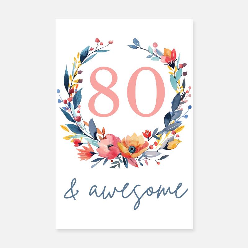 80 & awesome! personalisierbar Poster 20x30 cm