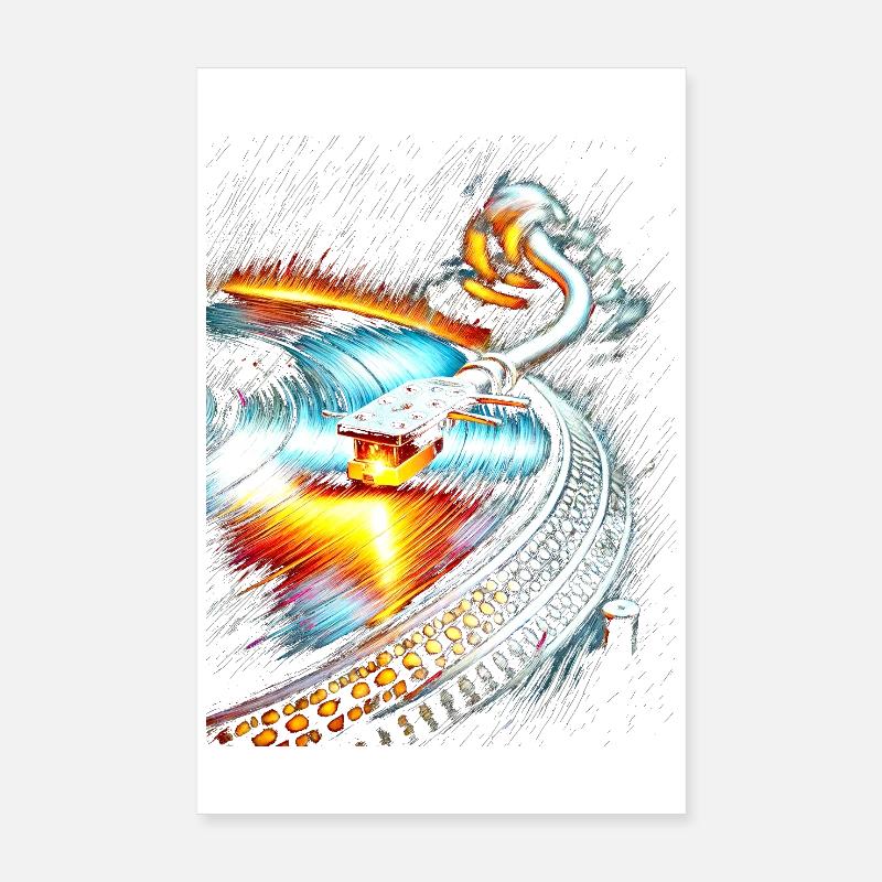 Abstract Turntable and Vinyl Vortex Design Poster 8" x 12" (20x30 cm)