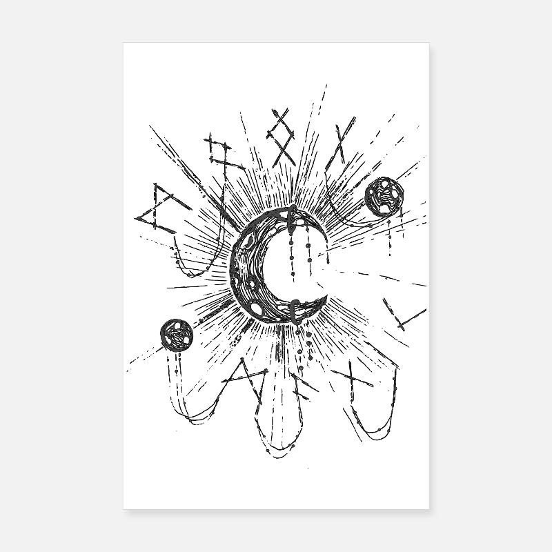 Lunar Net Space Line Art Poster 8" x 12" (20x30 cm)