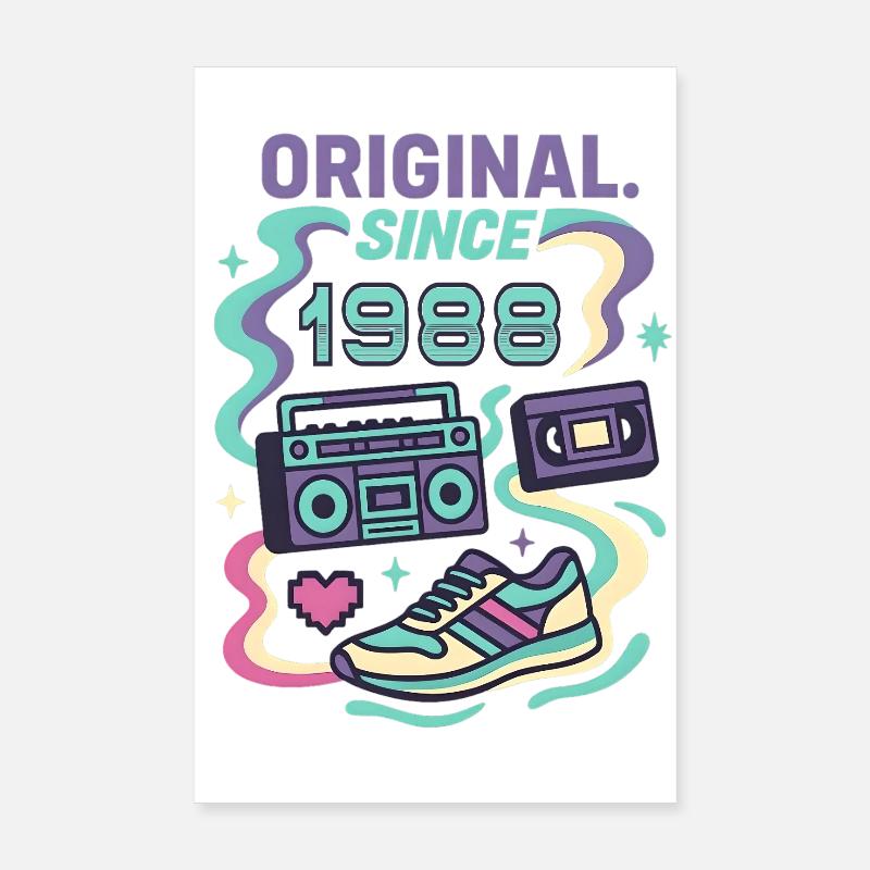 Original depuis 1988. Année de naissance 1988 - Poster 20 x 30 cm - blanc