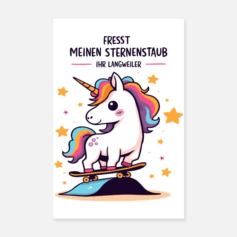 Skateboard-Einhorn Poster 20x30 cm