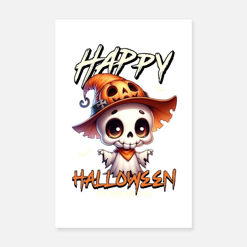 Skelett mit Pumpkin-Hut Halloween Poster 20x30 cm