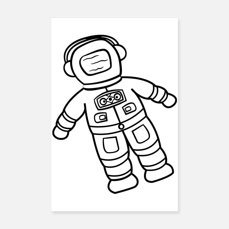 Astronaut Spaceman Doodle Space Explorer Drawn - Poster 8" x 12" (20x30 cm) - white