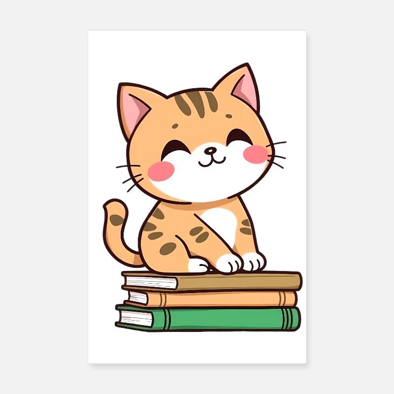Katze mit Büchern Poster 20x30 cm