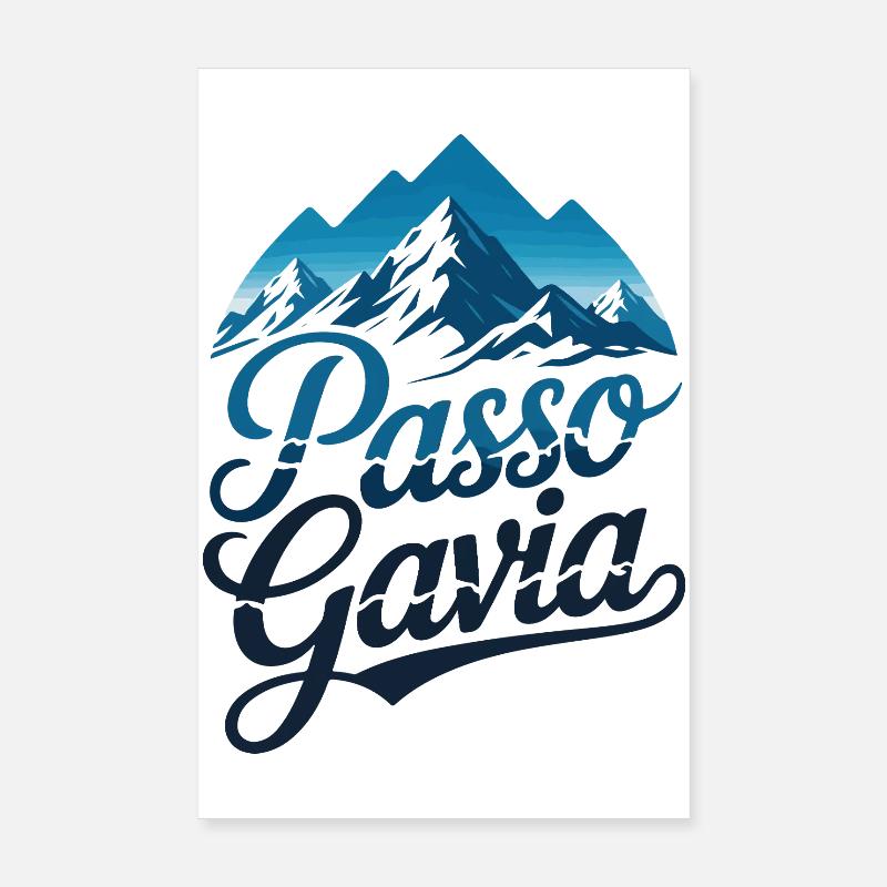 Passo Gavia Schrift Schneegipfel Kunst Poster 20x30 cm
