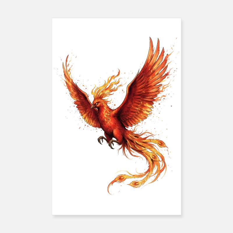 Oiseau de feu Phénix avec ailes de feu Poster 20 x 30 cm