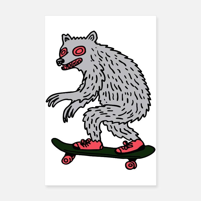 Mondschein-Werwolf-Skateboarder Poster 20x30 cm