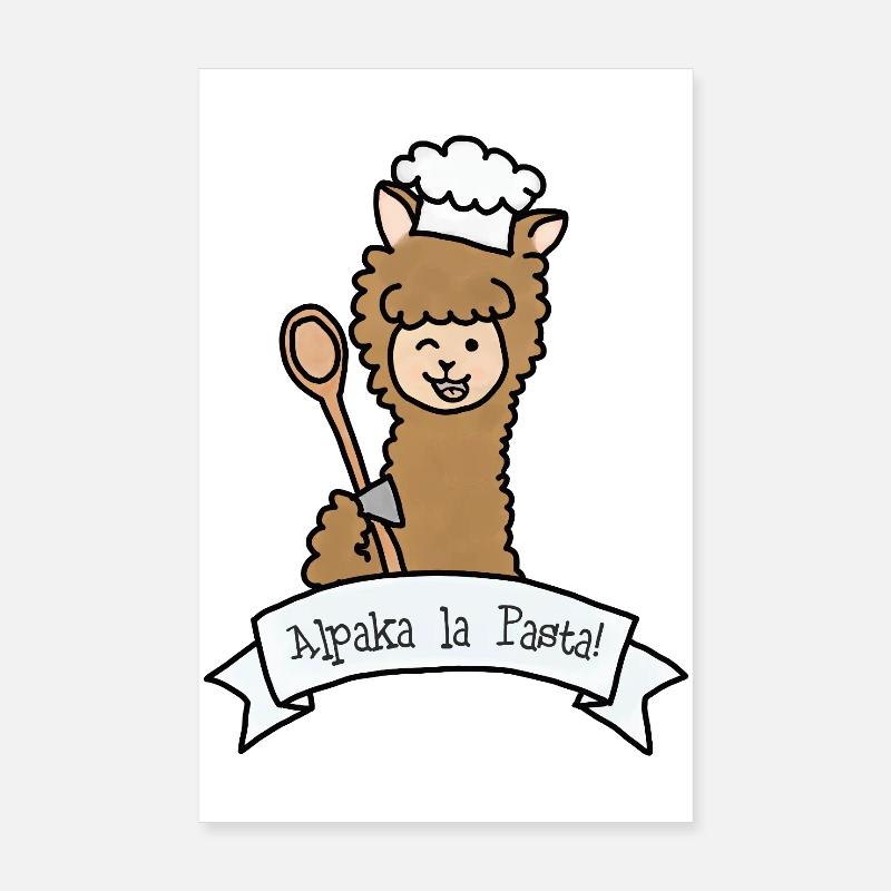 Alpaka la Pasta! - Poster 20x30 cm - Weiß