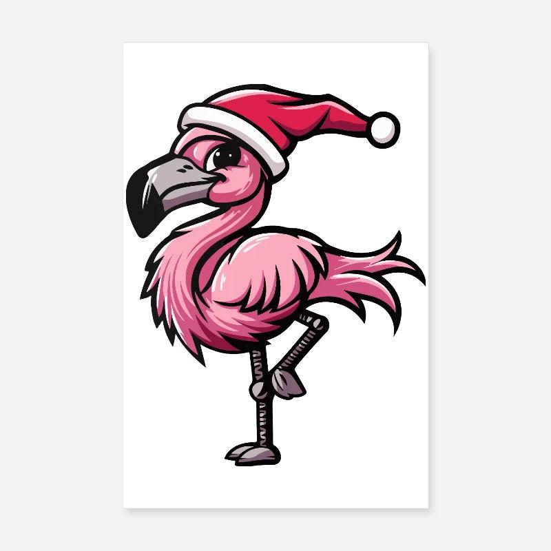 Noël flamant rose Poster 20 x 30 cm