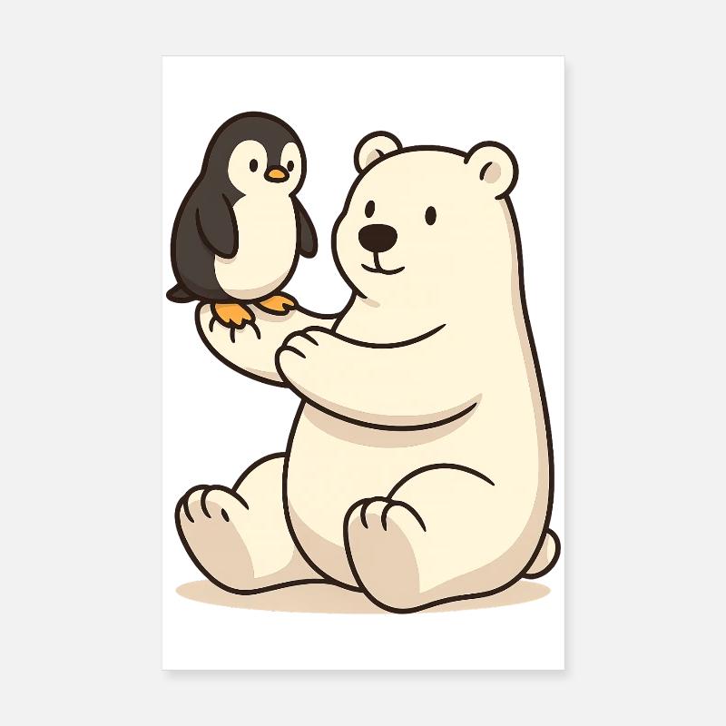 Die Freundschaft zwischen Eisbär und Pinguin Poster 20x30 cm