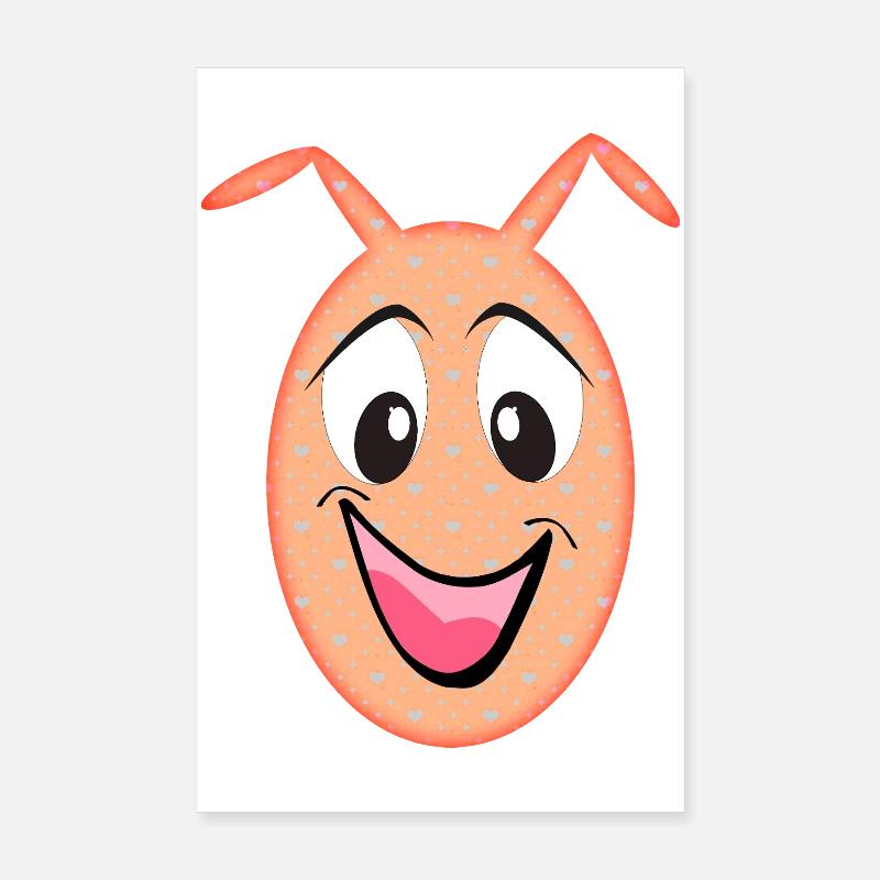 Orangenfigur lustiger Kopf mit Herzen Poster 20x30 cm