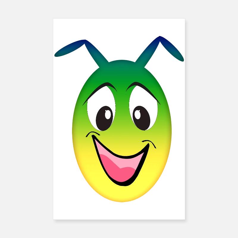 Visage Enjoué Alien Arc-en-ciel Poster 20 x 30 cm