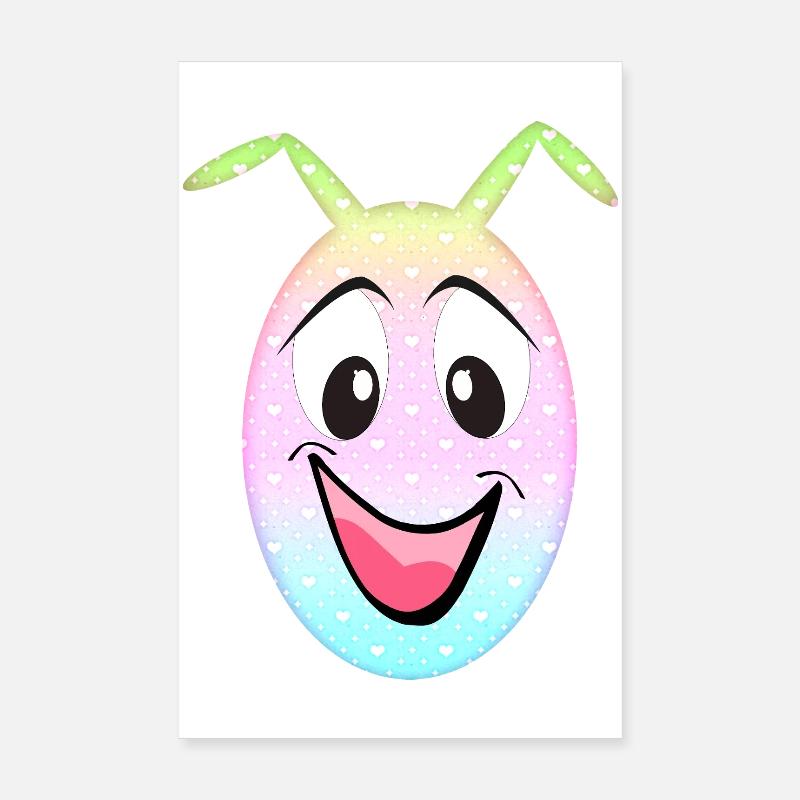 Pastel Hearts Smile Egg Kawaii Poster 8" x 12" (20x30 cm)