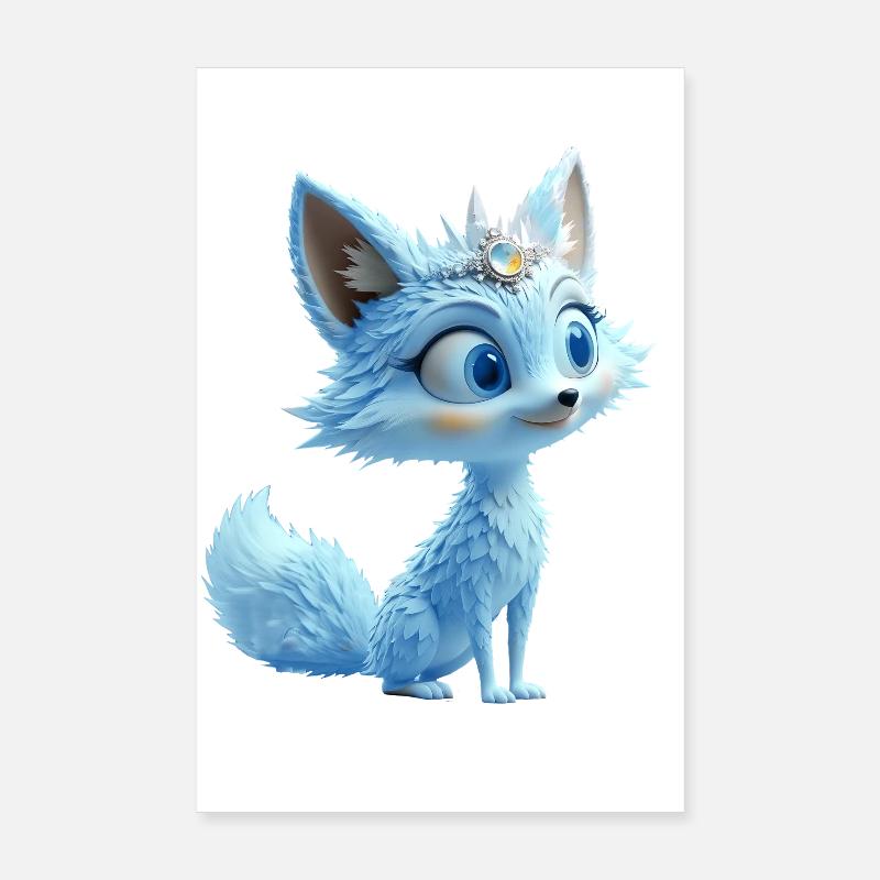Little Blue Fox with Sapphire Headband Poster 8" x 12" (20x30 cm)
