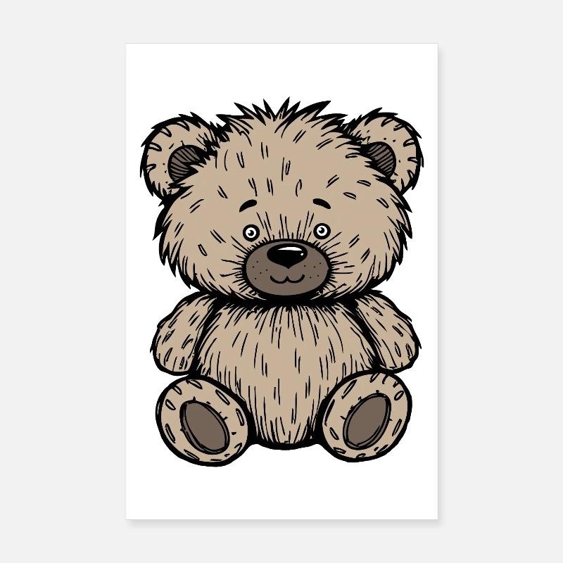 Süßer, struppiger beigefarbener Teddybär Poster 20x30 cm